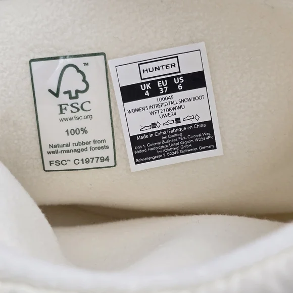NIB NWT Hunter Intrepid Tall Rain/Snow Boots, White Willow/Gum, Women's 6 - Picture 16 of 16